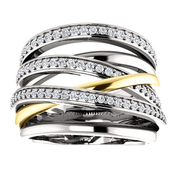🎀 Multi Layer Stackable White Zircon Macro Pave Rings for Women, PD276